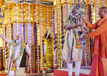 पीएम मोदी ने किए बाबा विश्वनाथ के दर्शन, पूजा की, त्रिशूल भी लहराया,108 बटुकों ने किया शंखनाद किया, 14km के रोड शो में बरसे फूल