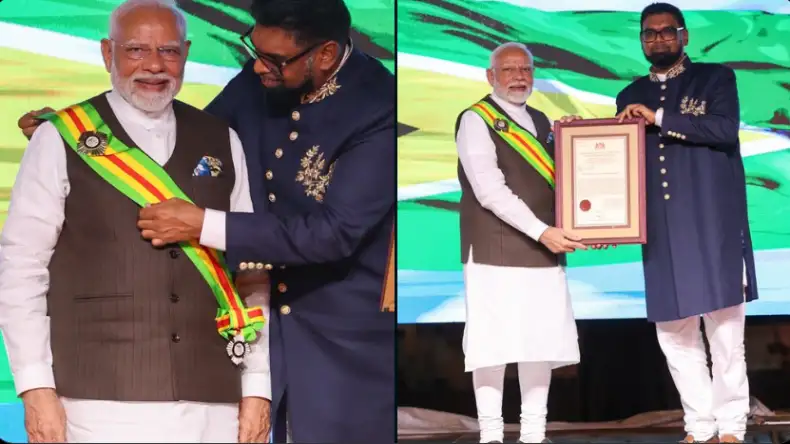 पीएम मोदी को मिला गुयाना का सर्वोच्च सम्मान, 4 दिन में दो देशों ने ऑर्डर ऑफ एक्सीलेंस से नवाजा