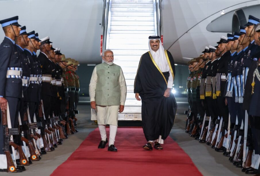 मजबूत होंगे भारत-कतर के संबंध: अमीर शेख को खुद रिसीव करने पहुंचे पीएम मोदी, राष्ट्रपति भवन में किया ग्रैंड वेलकम