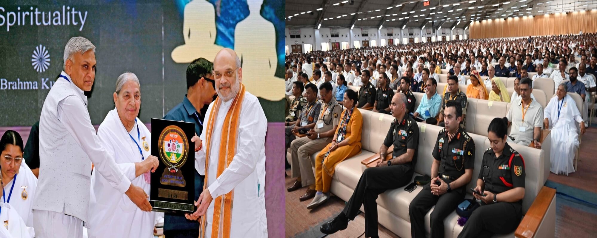 ब्रह्माकुमारीज संस्थान पहुंचे गृहमंत्री अमित शाह, राष्ट्रीय सम्मेलन का किया शुभारंभ, जवानों के समर्पण को बताया स्वर्णिम योगदान