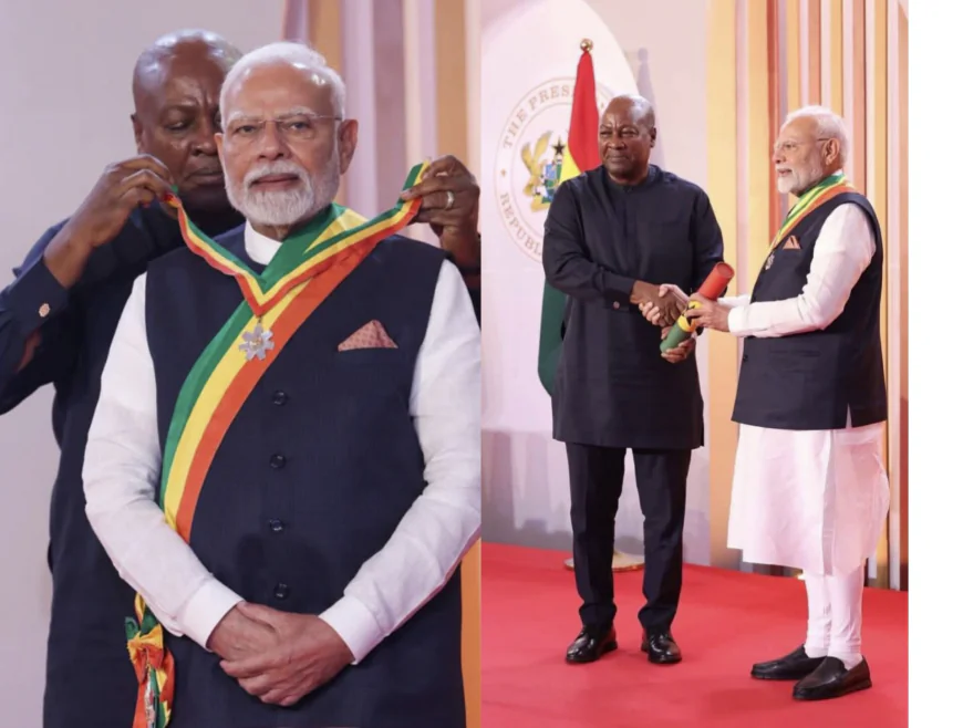 पीएम मोदी ने किया अक्रा के क्वामे एनक्रूमा मेमोरियल पार्क का दौरा, घाना के संस्थापक राष्ट्रपति क्वामे एनक्रूमा को दी श्रद्धांजलि