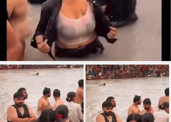 गंगा स्नान करने गई लड़की ने पहनी ट्रांसपेरेंट टीशर्ट, देखते रह गए लड़के, वीडियो वायरल हुआ तो हुई जमकर किरकिरी