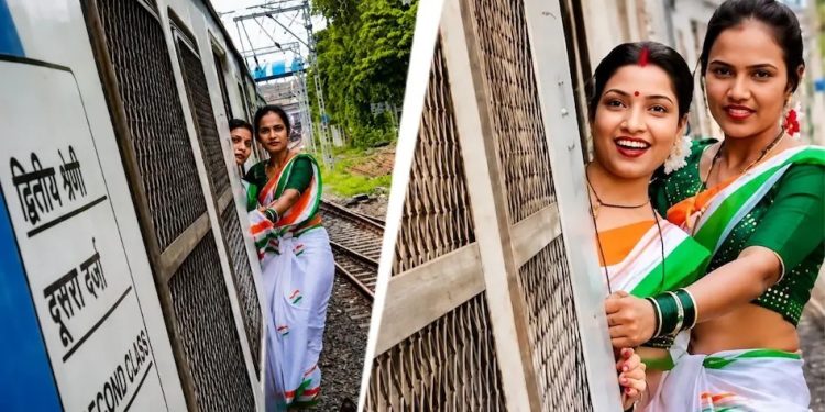 मुंबई लोकल में तिरंगा साड़ी पहनकर ये क्या करने लगी लड़कियां, वीडियो देख भड़क गए लोग